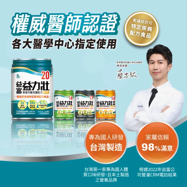 【益富】益力壯20 營養均衡完整配方-原味 250ml*48入(蛋白質 口飲/管灌適用)