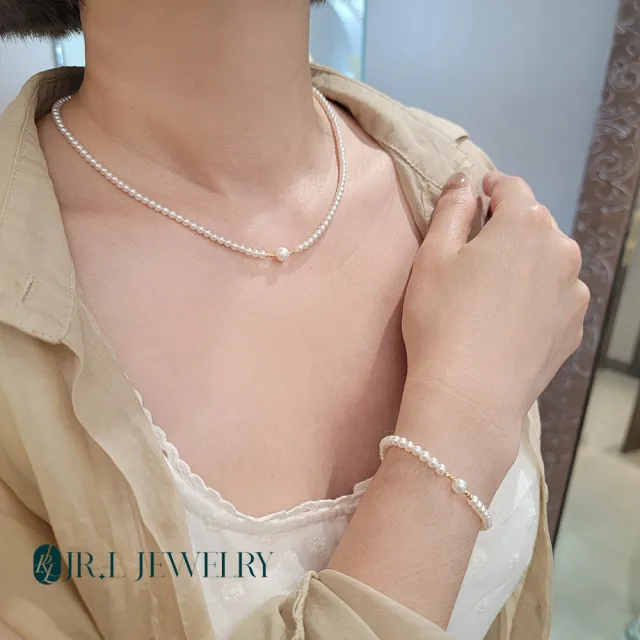 【JR.L JEWELRY】天然珍珠 愛語晨光18K金珍珠套組(手鍊3.5-5MM/項鍊3-6MM)