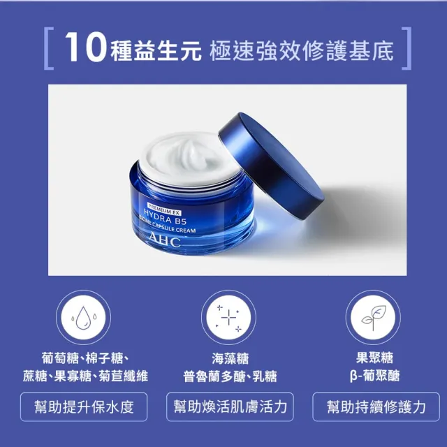 【AHC】買一送一★超微導B5能量修護賦活霜50g(小藍霜/益生菌/敏感肌/保濕霜/新客入手組)