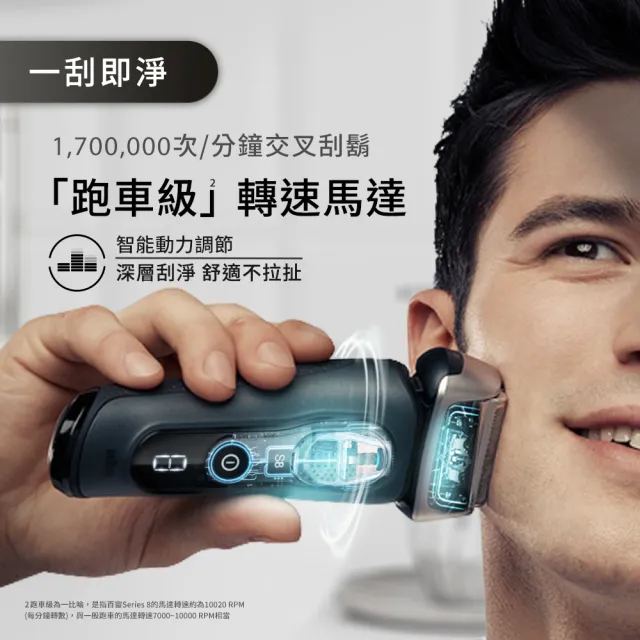 【BRAUN 百靈】8系列PRO 智美音波電動刮鬍刀/電鬍刀 清潔座組 德國製造(8563cc)