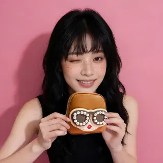 【HAPPYFACE】雙11 怪可愛珍珠零錢包 摩登棕(D25264)
