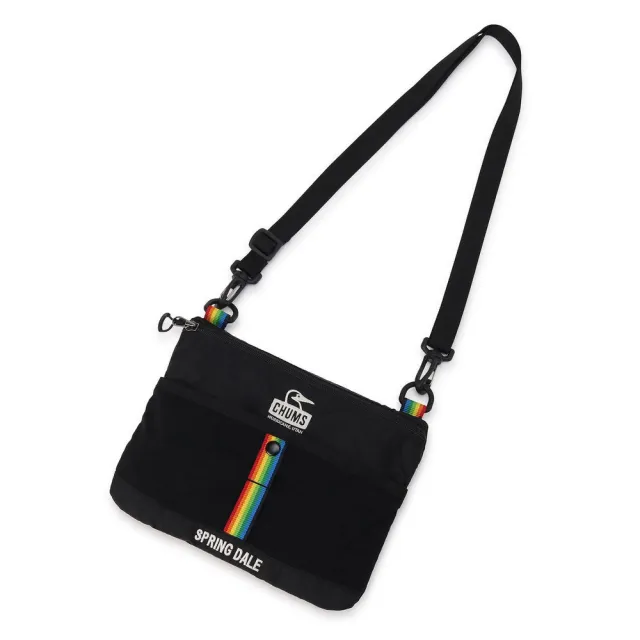 【CHUMS】CHUMS 休閒 Spring Dale Sacoche肩背包(約1L) 黑/彩虹 男女 (CH604103K042)