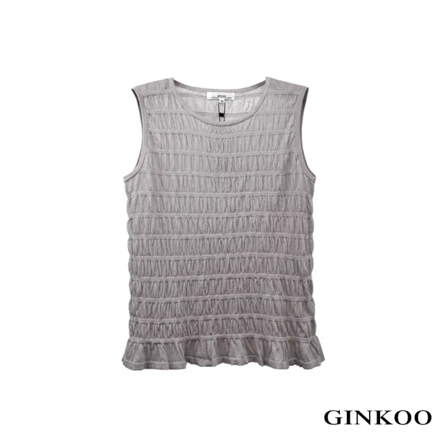 【GINKOO 俊克】抽皺荷葉擺針織上衣(女裝)