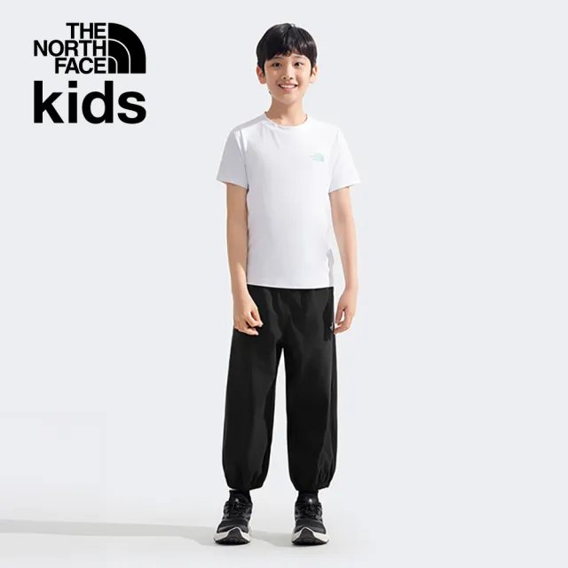 【The North Face】北面兒童黑色UPF防曬戶外徒步長褲|8C0RJK3(抗UV/涼感科技)