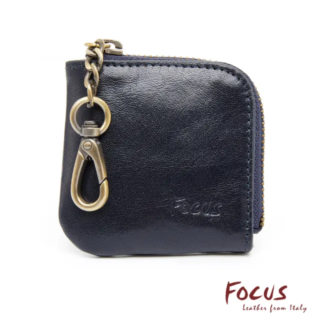 【FOCUS】雙11 經典原皮迷你方形拉鍊零錢包/復古小錢包(藍/綠2色任選F0092)