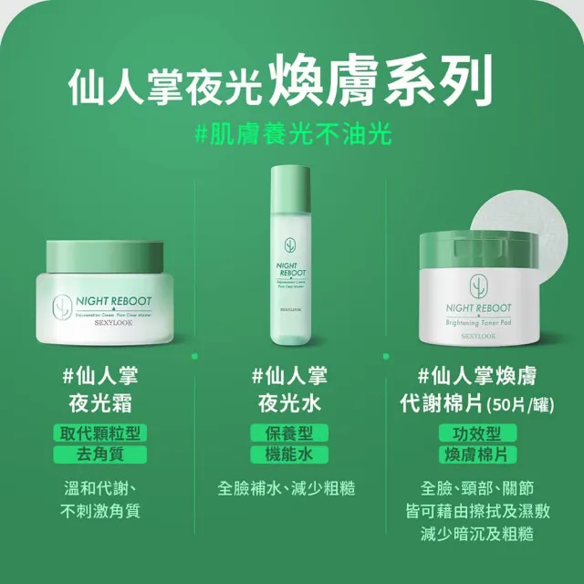 【SEXYLOOK 西西露】仙人掌夜光霜&棉片囤貨4入組(夜光霜X2+棉片X2)#煥膚#面膜#韓國製造