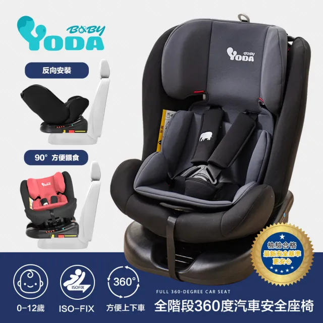 【YODA】0-12歲360ISOFIX兒童汽車座椅+汽車座椅保護墊