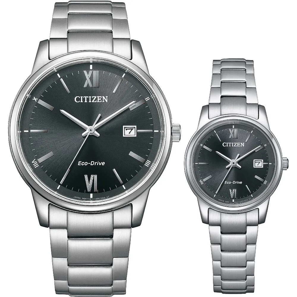 【CITIZEN 星辰】光動能情侶手錶 對錶-銀x黑 618年中慶 推薦(BM6978-77E+EW2318-73E)