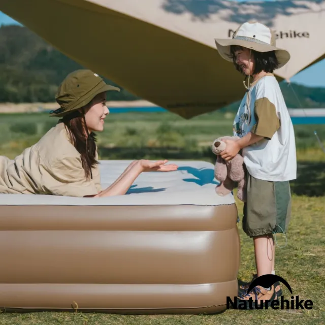 【Naturehike】辰景植絨加高充氣床墊38cm 內置打氣機 單人 WS013(台灣總代理公司貨)