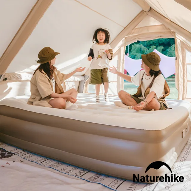 【Naturehike】辰景植絨加高充氣床墊38cm 內置打氣機 三人 WS013(台灣總代理公司貨)