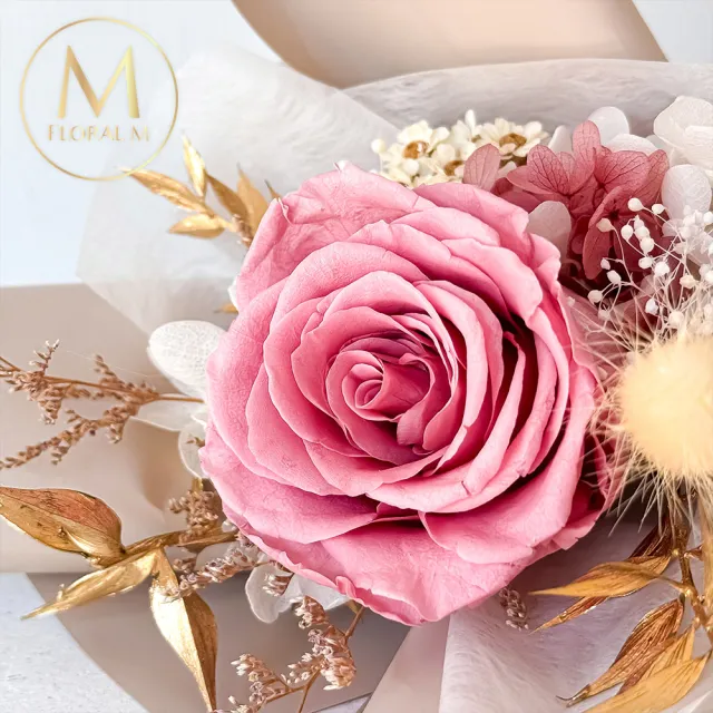 【Floral M】溫柔女神永生玫瑰花束(乾燥花/永生花/情人節花束/告白禮物/求婚花禮)
