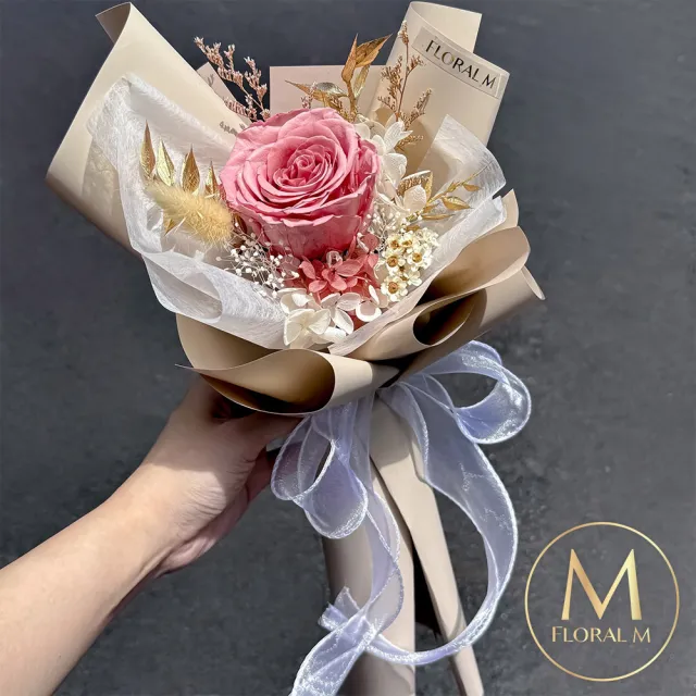 【Floral M】溫柔女神永生玫瑰花束(乾燥花/永生花/情人節花束/告白禮物/求婚花禮)