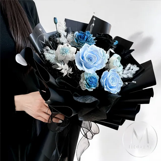 【Floral M】永生花束法式海洋之吻贈香氛油(乾燥花/永生花/情人節花束/告白禮物/求婚花禮/生日花束)