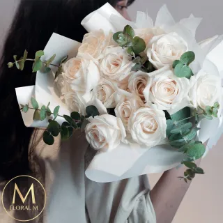 【Floral M】伊莉莎白玫瑰鮮花花束(情人節花束/告白禮物/求婚花束/鮮花花禮/玫瑰花束/生日花束)