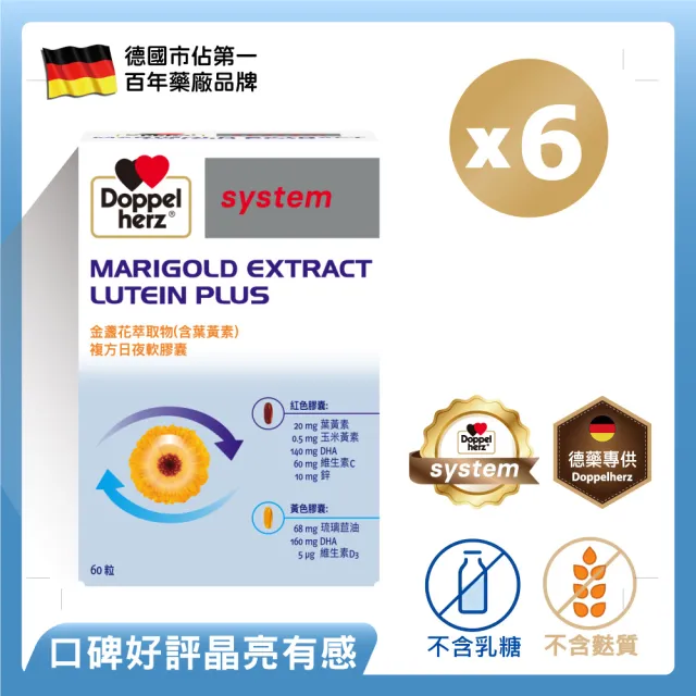 【Doppelherz 德之寶】葉黃素日夜軟膠囊60粒x6盒(德國雙心)