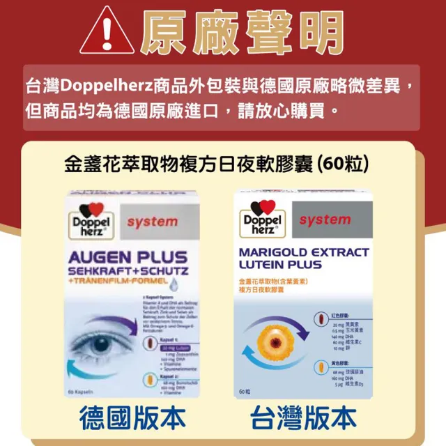 即期品【Doppelherz 德之寶】葉黃素日夜軟膠囊60粒/盒(德國雙心)