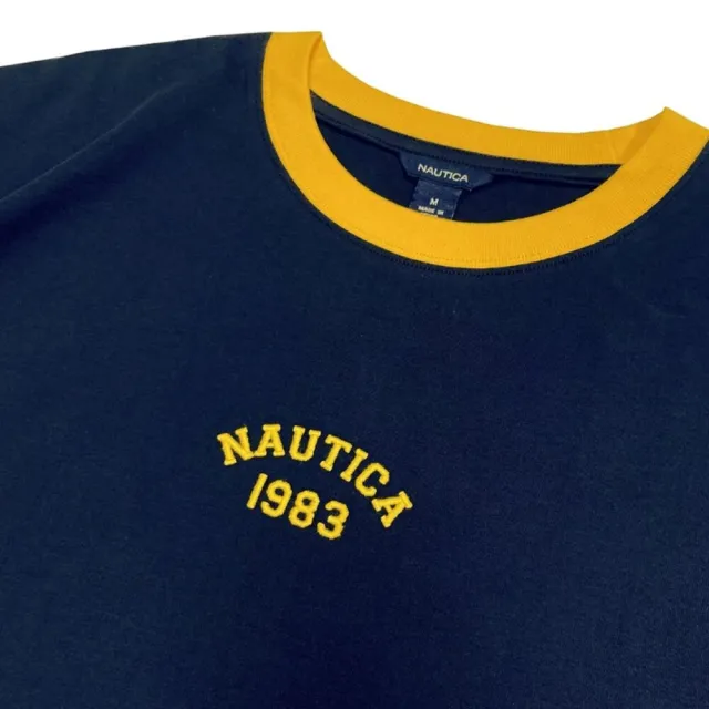 【NAUTICA】1983 刺繡LOGO 撞色 經典滾邊 美式短版 短袖上衣 短T