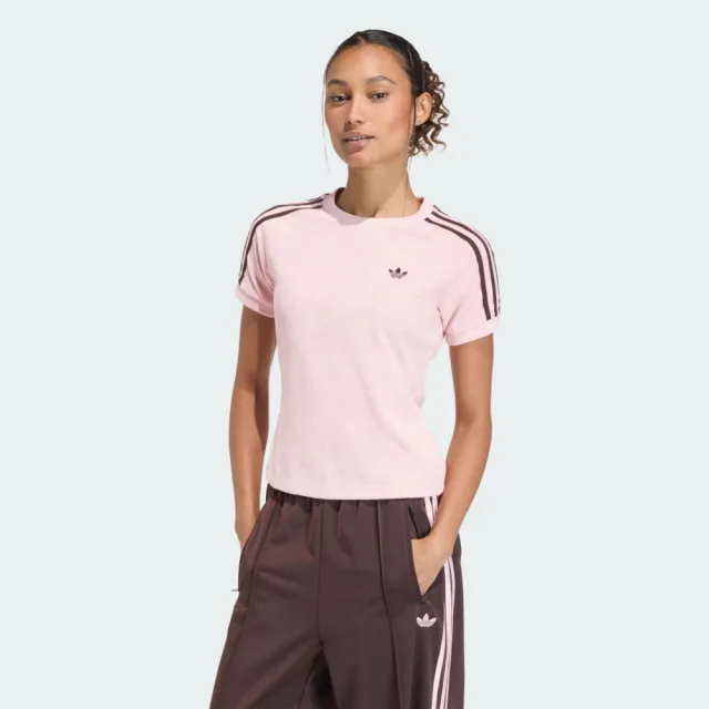 【adidas 愛迪達】Tt Cali Tee 女 T恤 運動上衣 休閒短袖 淡粉 亞版 毛巾布(KD1410)