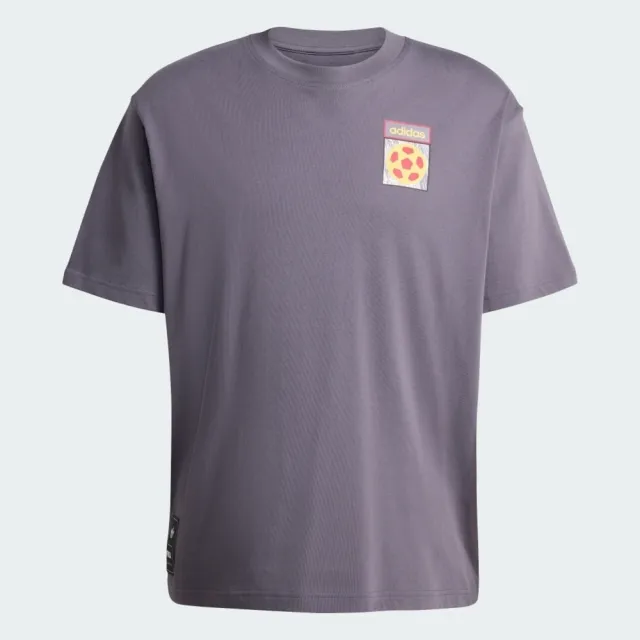 【adidas 愛迪達】Flag Gfx Ss T 男 T恤 運動上衣 休閒短袖 灰紫 純棉 背部印花(KD1429)