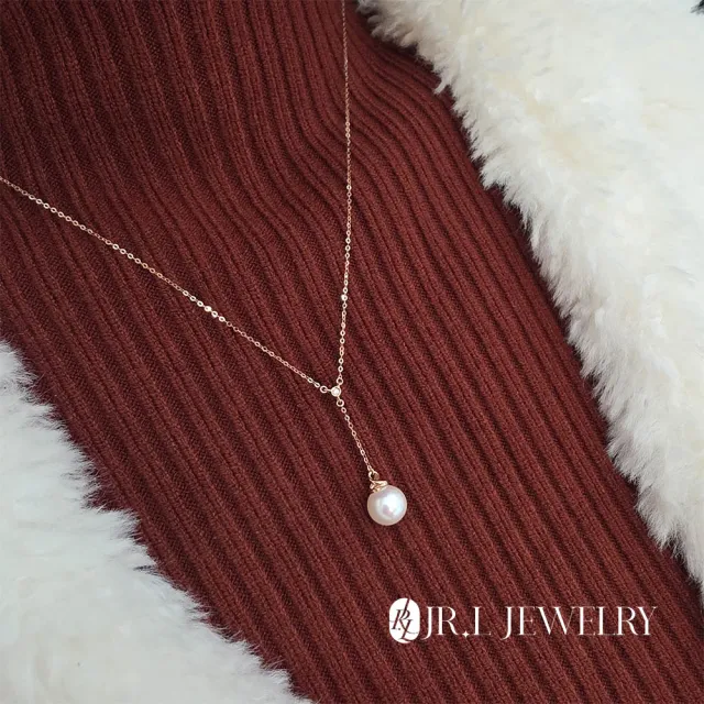 【JR.L JEWELRY】天然珍珠 淡月柔光18K金天然鑽石珍珠套組(耳環8-8.5/項鍊8.5-9MM)