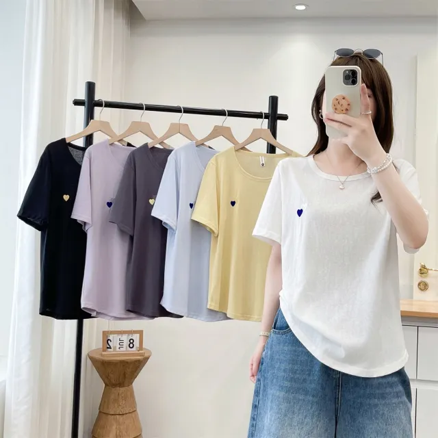 【ASister 小姊姊】AS2607#女裝|上衣☆中大尺碼Plus+雪花棉愛心T恤(6色 XL-4XL_8868)