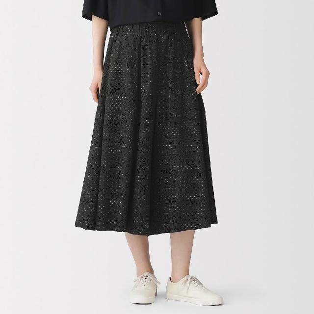【MUJI 無印良品】女柔滑舒適褲裙(黑色/深棕/黑紋樣)