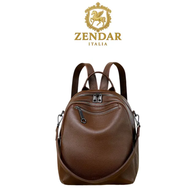 【ZENDAR】台灣總代理 限量1折 頂級超柔軟小牛皮後背包 芮恩系列 全新專櫃展示品(咖啡色)
