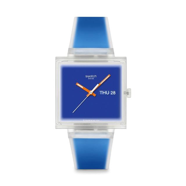 【SWATCH】WHAT IF...SEE THRU BLUE? 經典手錶/男錶/女錶/瑞士製造 SO38K701 (42mm)
