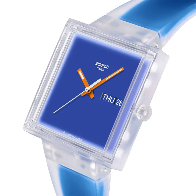 【SWATCH】WHAT IF...SEE THRU BLUE? 經典手錶/男錶/女錶/瑞士製造 SO38K701 (42mm)