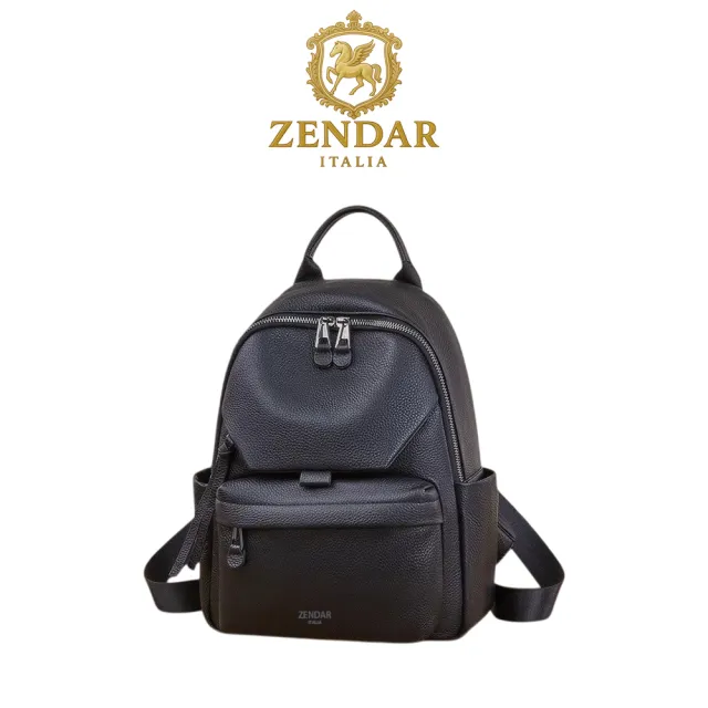 【ZENDAR】台灣總代理 限量1折 頂級超柔軟小牛皮後背包 莎拉系列 全新專櫃展示品(黑色)
