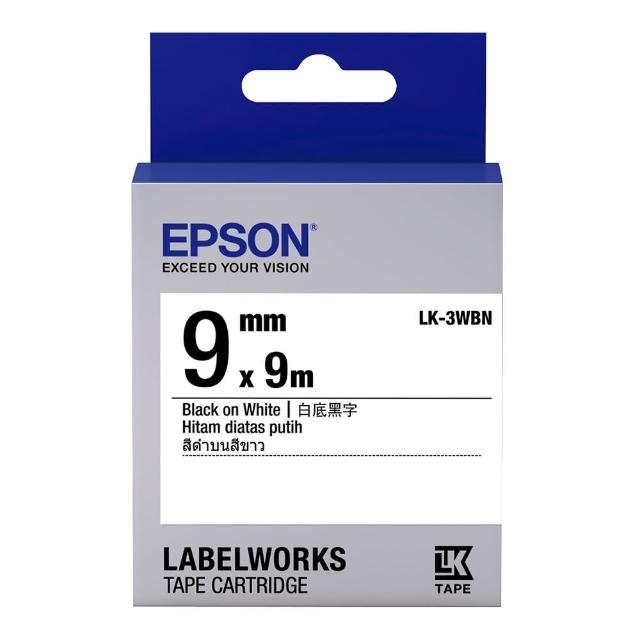 【EPSON】官方直營 標籤帶 白底黑字/9mm(LK-3WBN)
