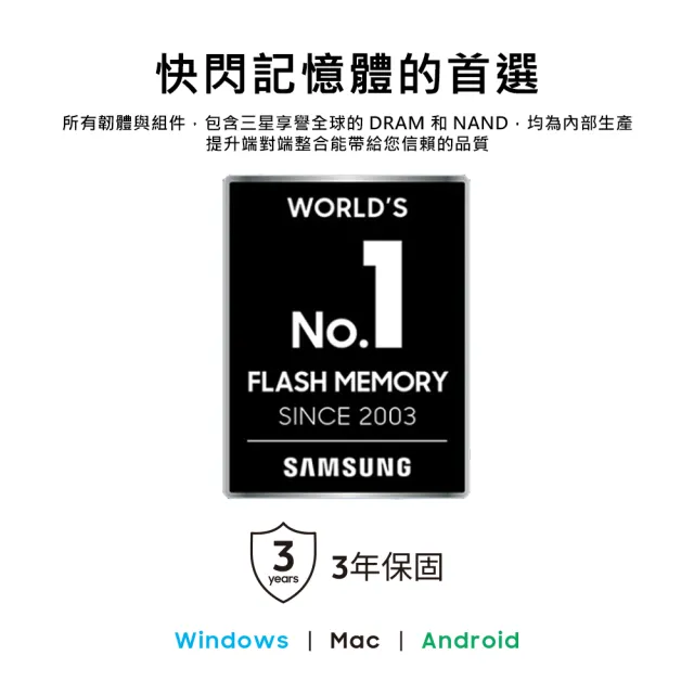 【Samsung 三星】T7 煥新版 1TB Type-C USB 3.2 Gen 2 外接式ssd固態硬碟(MU-PD1T0G/WW)