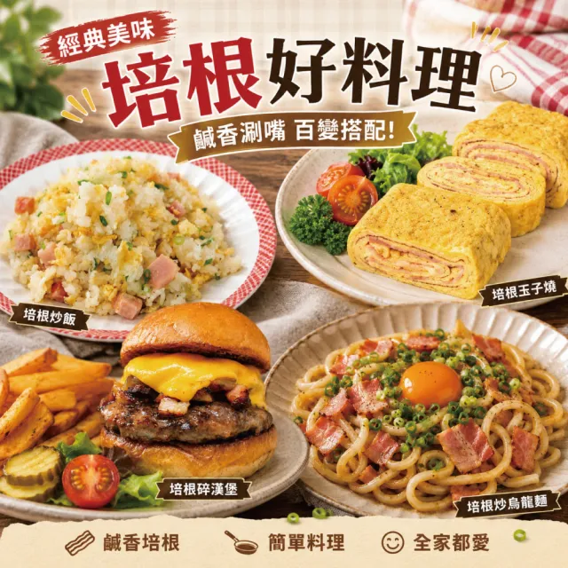 【約克街肉舖】家常培根切片18包(200g±10％/包)
