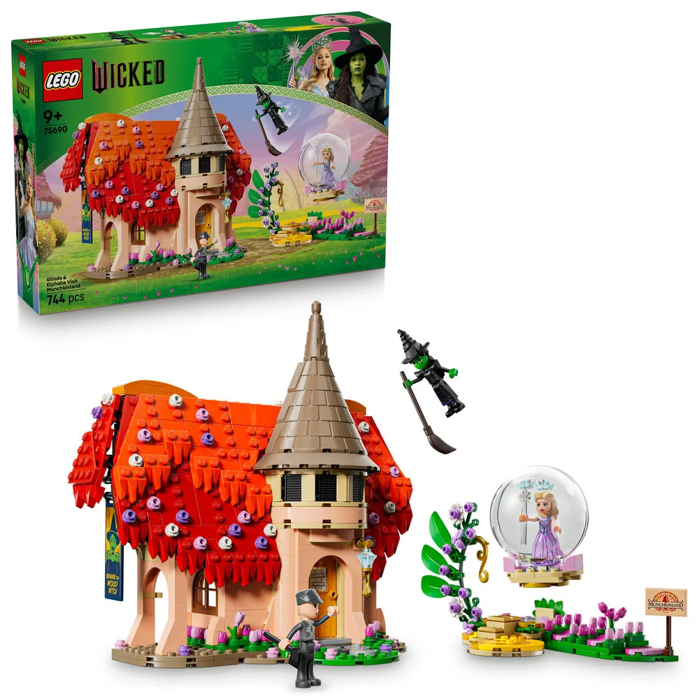 【LEGO 樂高】魔法壞女巫系列 75690 格琳達和艾法芭造訪芒奇金國(角色扮演遊戲 居家擺設 兒童玩具 積木)