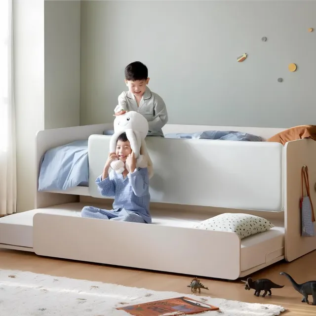 【iloom 怡倫家居】EDDI KIDS 滑動雙層單人加大床架 (床架 雙層床 雙人床架 兒童床架 子母床抽屜床)