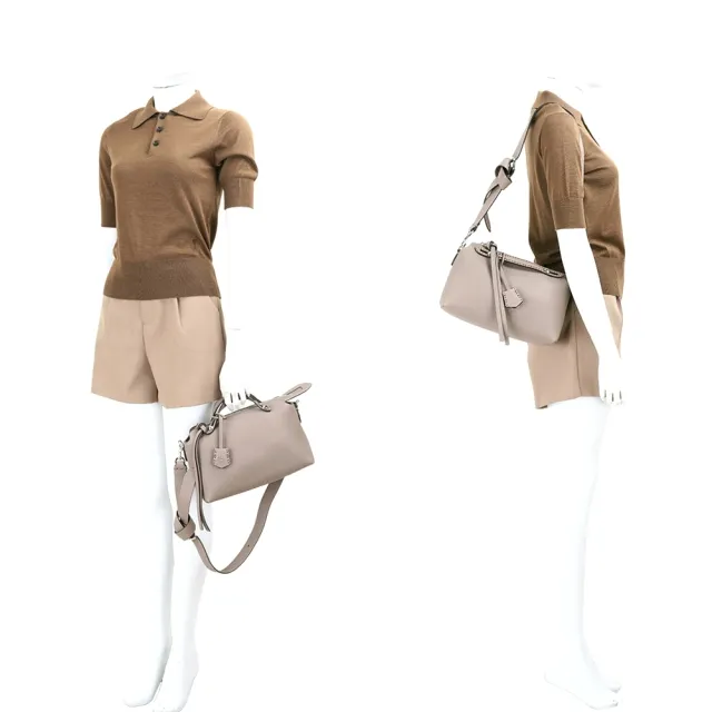 【FENDI 芬迪】By The Way Selleria 中款 荔紋小牛皮手提 斜背包(鴿灰色)
