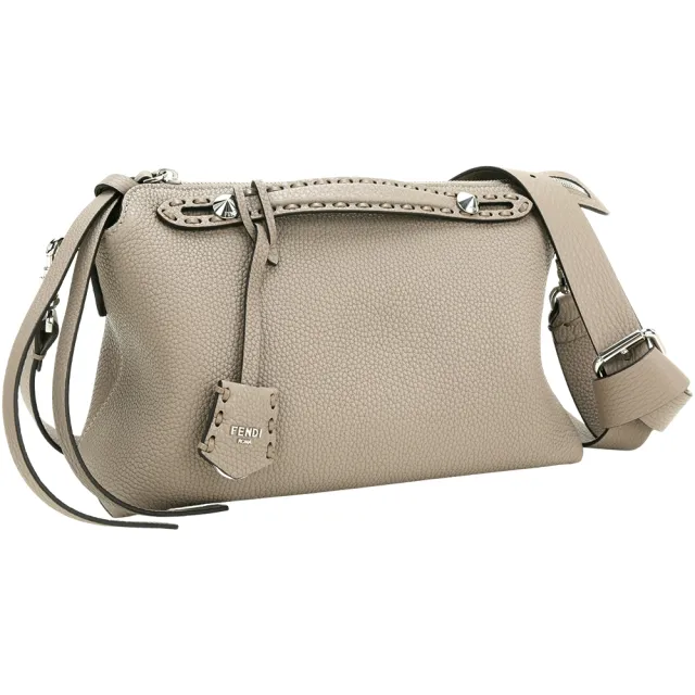 【FENDI 芬迪】By The Way Selleria 中款 荔紋小牛皮手提 斜背包(鴿灰色)