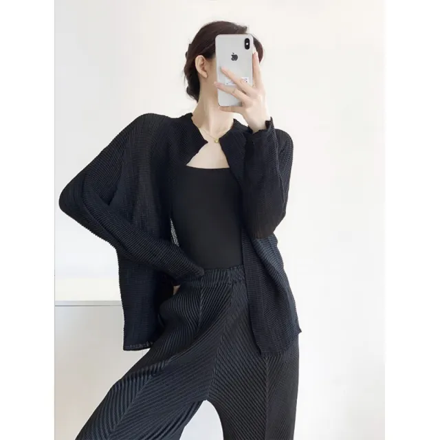 【巴黎精品】現貨+預購 三宅風皺褶衣服外套高級摺衣罩衫襯衫顯瘦大尺碼女裝(寬鬆防曬女外套多款3款b1a77 B)
