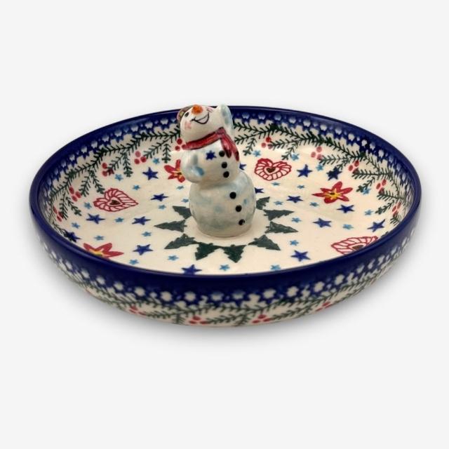 【波蘭陶】SOLO歐洲家居 正版原裝 波蘭原廠手繪 Vena 15.5CM 立體雪人盤 點心盤 醬料碟 聖誕歡夢系列