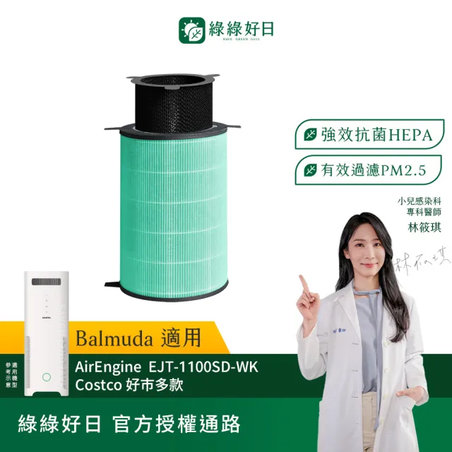 【綠綠好日】適用 Balmuda 百慕達 AirEngine EJT-1100SD S200 1150SD 空氣清淨機 HEPA抗菌濾芯(濾網)
