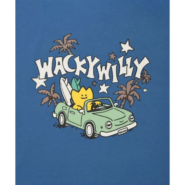 【Wacky WiLLY】KIKY夏威夷印花短袖上衣(UNI短袖上衣 藍色)