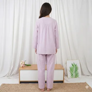 【B+ 大尺碼專家】(上衣+長褲) 護理服 女款 易穿脫 黏貼式 全開 秋冬 全棉 長袖 套裝 (A010101)