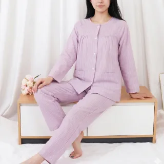 【B+ 大尺碼專家】(上衣+長褲) 護理服 女款 易穿脫 黏貼式 全開 秋冬 全棉 長袖 套裝 (A010101)