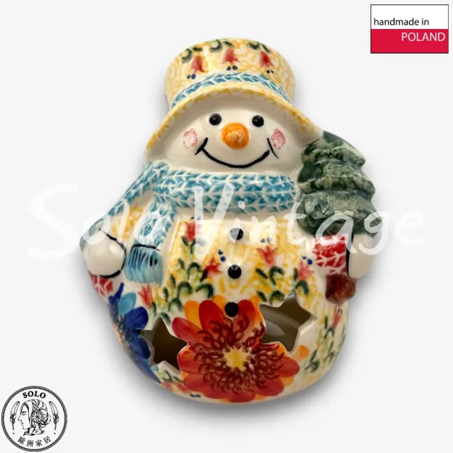 【波蘭陶】SOLO歐洲家居 正版原裝 波蘭原廠手繪 Vena 13CM 雪人燭台燈 造型燭台 居家裝飾 巷隅花坊系列