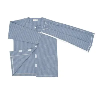 【B+ 大尺碼專家】(上衣+長褲) 護理服 男款 易穿脫 黏貼式 全開 秋冬 全棉 長袖 套裝 (A020101)