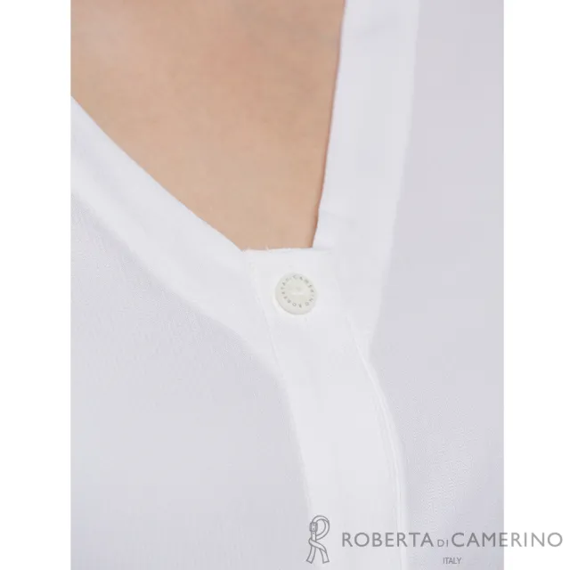 【ROBERTA 諾貝達】俏皮荷葉下擺V領白黑條紋短版襯衫 DEK04-91