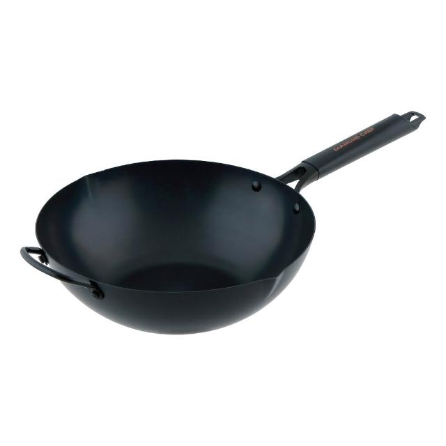【DIAMOND CHEF】無塗層窒化鐵炒鍋32cm(不易生鏽/IH爐可用/鐵鍋/深炒鍋)