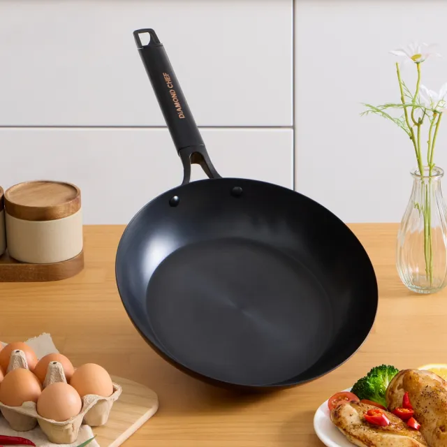 【DIAMOND CHEF】無塗層窒化鐵平底鍋28cm(不易生鏽/IH爐可用/鐵鍋/平煎鍋)