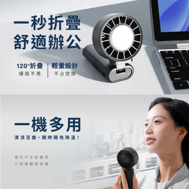 【WONDER 旺德】冰敷手持摺疊高速風扇(USB充電式.手持製冷.冷敷涼風扇.隨身風扇FU33)