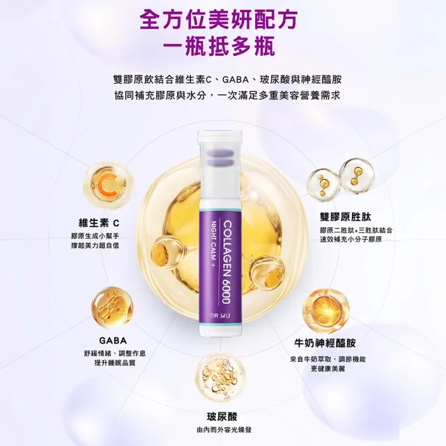 【DR.WU 達爾膚】晚安雙膠原胜肽飲7入 - 朴信惠代言